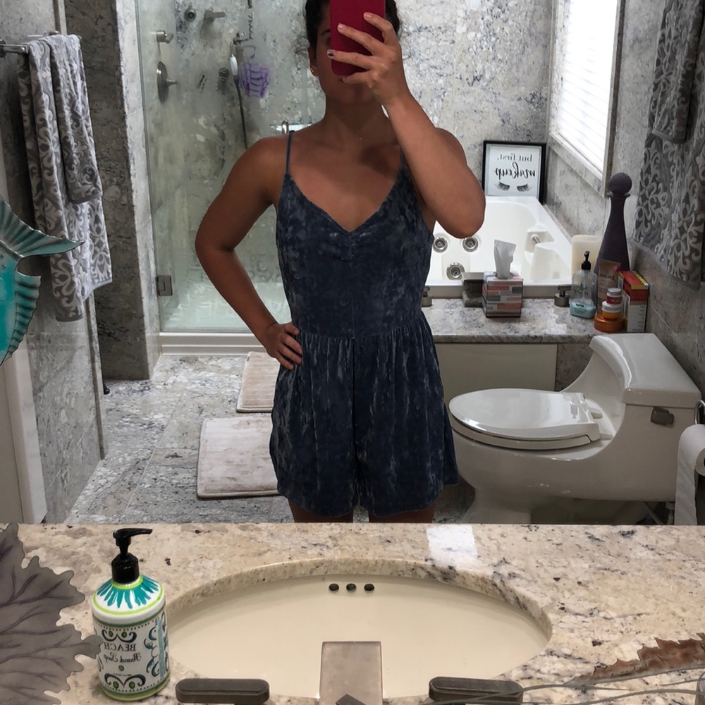Blue velvet romper